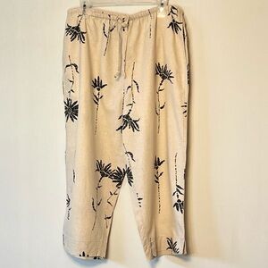 Vintage EXCITATION  Women's Large Floral  Linen Cotton Cropped Pants Unique
